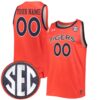 Custom Auburn Tigers Basketball 2021/22 Orange Alternate Jersey w/ SEC Patch - All Stitched