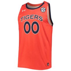 Alternative view of Custom Auburn Tigers Basketball 2021/22 Orange Alternate Jersey w/ SEC Patch - All Stitched