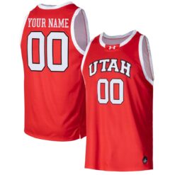 Custom Utah Utes Basketball 2023/24 Red Away Jersey - All Stitched