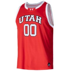 Alternative view of Custom Utah Utes Basketball 2023/24 Red Away Jersey - All Stitched