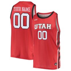 Custom Utah Utes Basketball 2021/22 Red Away Jersey - All Stitched