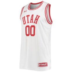 Alternative view of Custom Utah Utes Basketball 2021/22 White Throwback Home Jersey - All Stitched