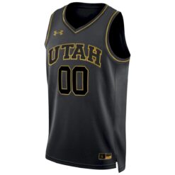 Alternative view of Custom Utah Utes Basketball Black Gold Limited Jersey - All Stitched