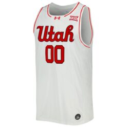Alternative view of Custom Utah Utes Basketball 2025/26 White Home Jersey w/ XII Patch - All Stitched