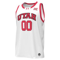 Alternative view of Custom Utah Utes Basketball 2023/24 White Home Jersey w/ XII Patch - All Stitched