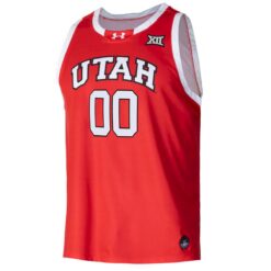 Alternative view of Custom Utah Utes Basketball 2023/24 Red Away Jersey w/ XII Patch - All Stitched