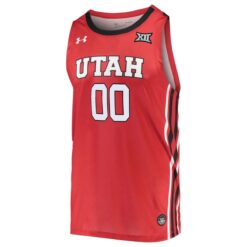 Alternative view of Custom Utah Utes Basketball 2021/22 Red Away Jersey w/ XII Patch - All Stitched