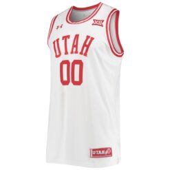 Alternative view of Custom Utah Utes Basketball 2021/22 White Throwback Home Jersey w/ XII Patch - All Stitched