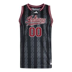 Alternative view of Custom Indiana Hoosiers Basketball 2024/25 Black Away Jersey - All Stitched