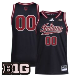 Custom Indiana Hoosiers Basketball 2025/26 Black Away Jersey w/ B1G Patch - All Stitched