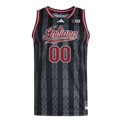 Alternative view of Custom Indiana Hoosiers Basketball 2024/25 Black Away Jersey w/ B1G Patch - All Stitched