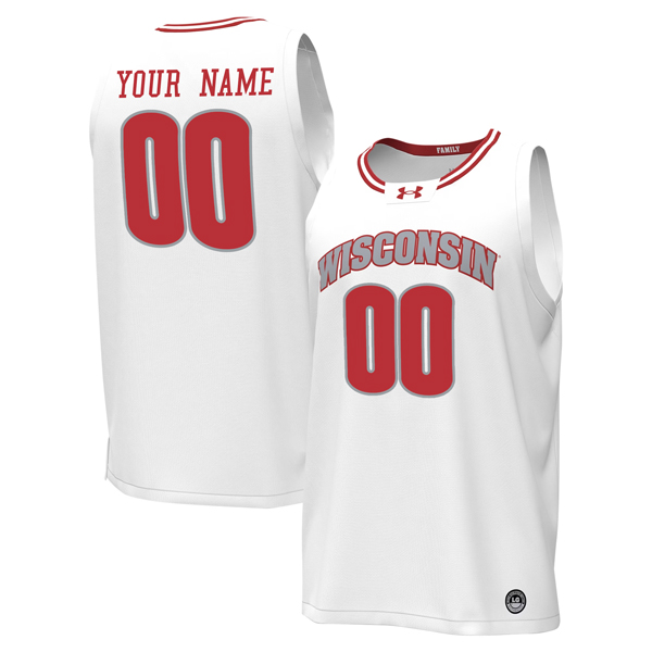 Custom Wisconsin Badgers Basketball White Alternate Jersey - All Stitched