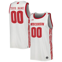 Custom Wisconsin Badgers Basketball White Jersey - All Stitched