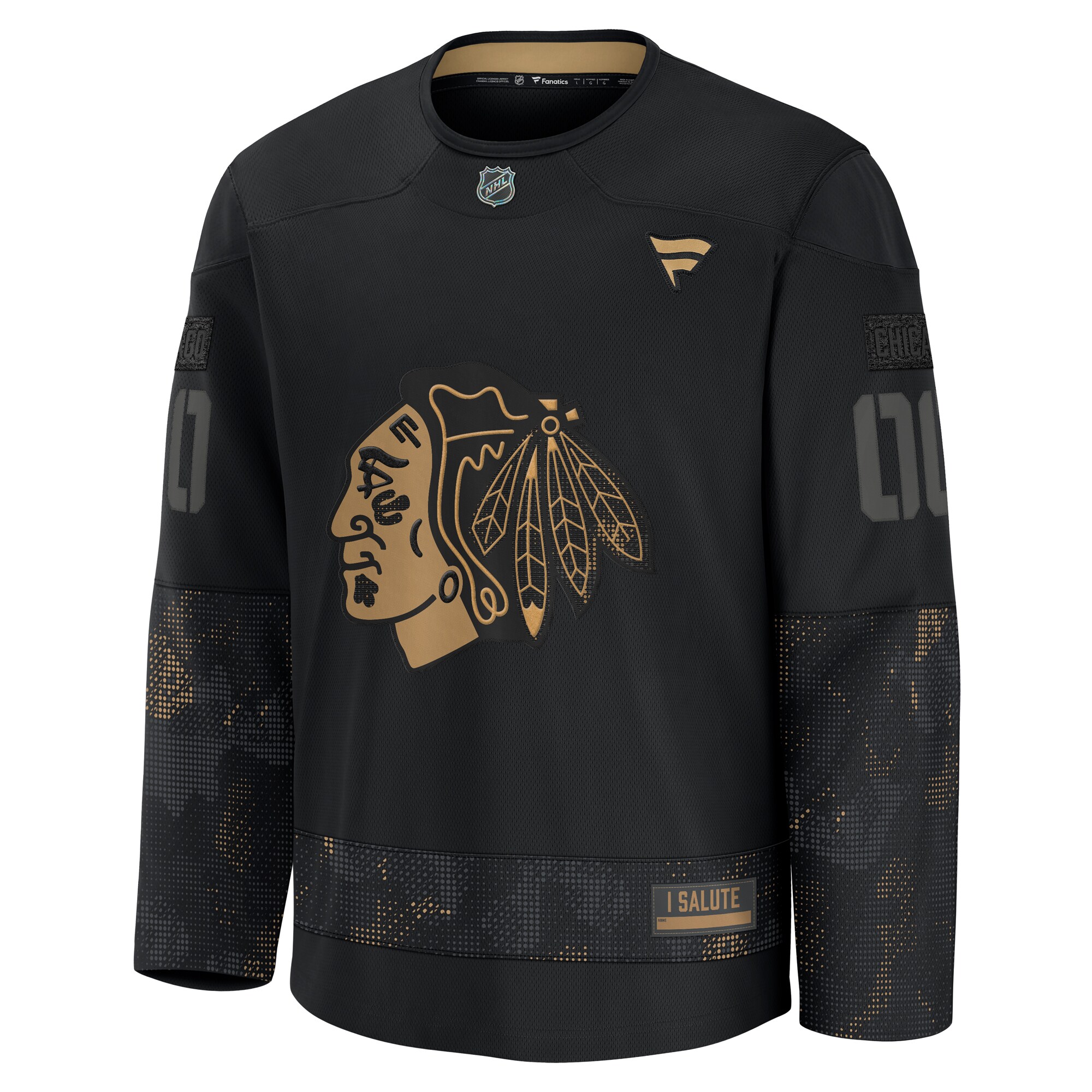 Custom Chicago Blackhawks Black 2024 Military Appreciation Jersey - All Stitched - Image 3