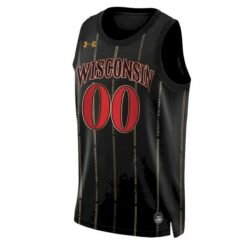 Alternative view of Custom Wisconsin Badgers Basketball 2022/23 Black Jersey - All Stitched