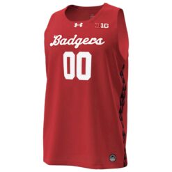 Alternative view of Custom Wisconsin Badgers Basketball 2025/26 Cardinal Jersey w/ B1G Patch - All Stitched