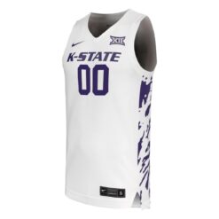 Alternative view of Custom Kansas State Wildcats Basketball 2024/25 White Jersey w/ XII Patch - All Stitched