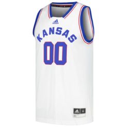 Alternative view of Custom Kansas Jayhawks Basketball White Reverse Retro Jersey - All Stitched