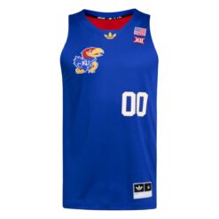 Alternative view of Custom Kansas Jayhawks Basketball Royal Red Black Month History Jersey w/ XII Patch - All Stitched