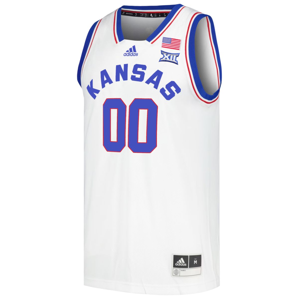 Custom Kansas Jayhawks Basketball White Reverse Retro Jersey w/ XII Patch - All Stitched - Image 2