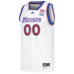 Alternative view of Custom Kansas Jayhawks Basketball 2023/24 White Alternate Jersey w/ XII Patch - All Stitched