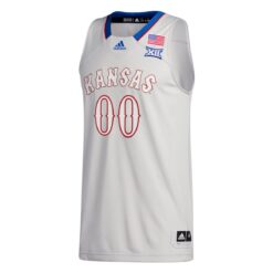 Alternative view of Custom Kansas Jayhawks Basketball 2021/22 White Alternate Jersey w/ XII Patch - All Stitched