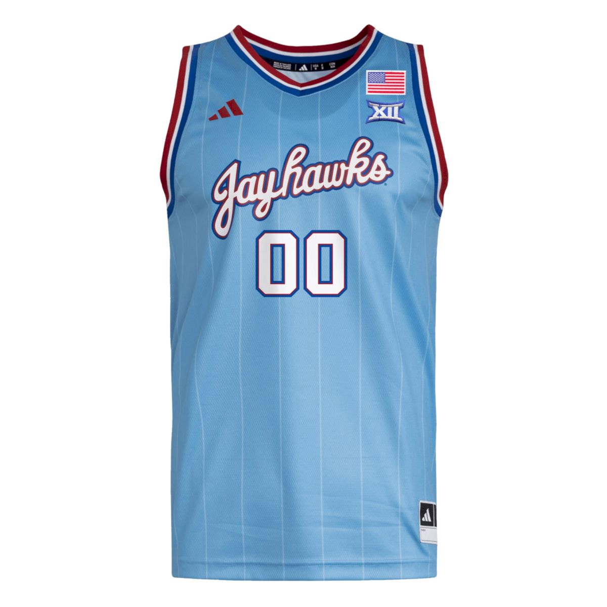 Custom Kansas Jayhawks Basketball Light Blue Jersey w/ XII Patch - All Stitched - Image 2