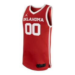 Alternative view of Custom Oklahoma Sooners Basketball Crimson Away Jersey - All Stitched