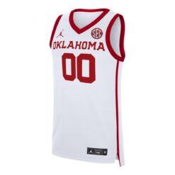 Alternative view of Custom Oklahoma Sooners Basketball White Home Jersey w/ SEC Patch - All Stitched
