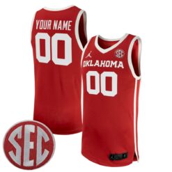 Custom Oklahoma Sooners Basketball Crimson Away Jersey w/ SEC Patch - All Stitched