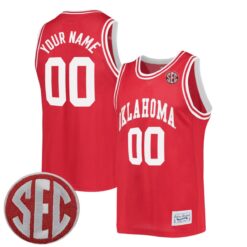 Custom Oklahoma Sooners Basketball Crimson Throwback Jersey w/ SEC Patch - All Stitched