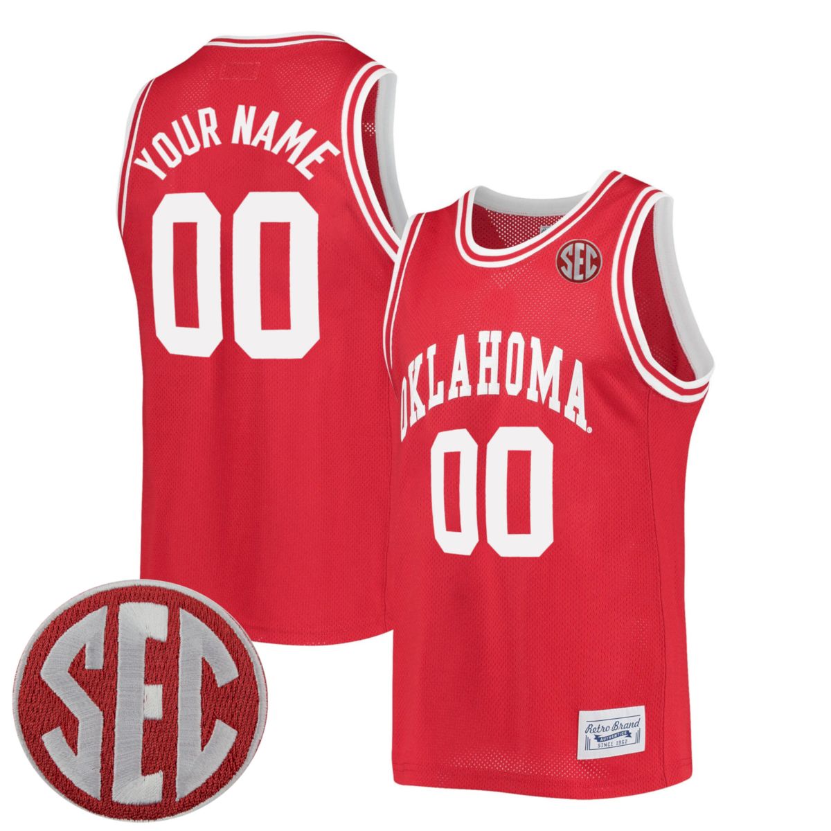 Custom Oklahoma Sooners Basketball Crimson Throwback Jersey w/ SEC Patch - All Stitched
