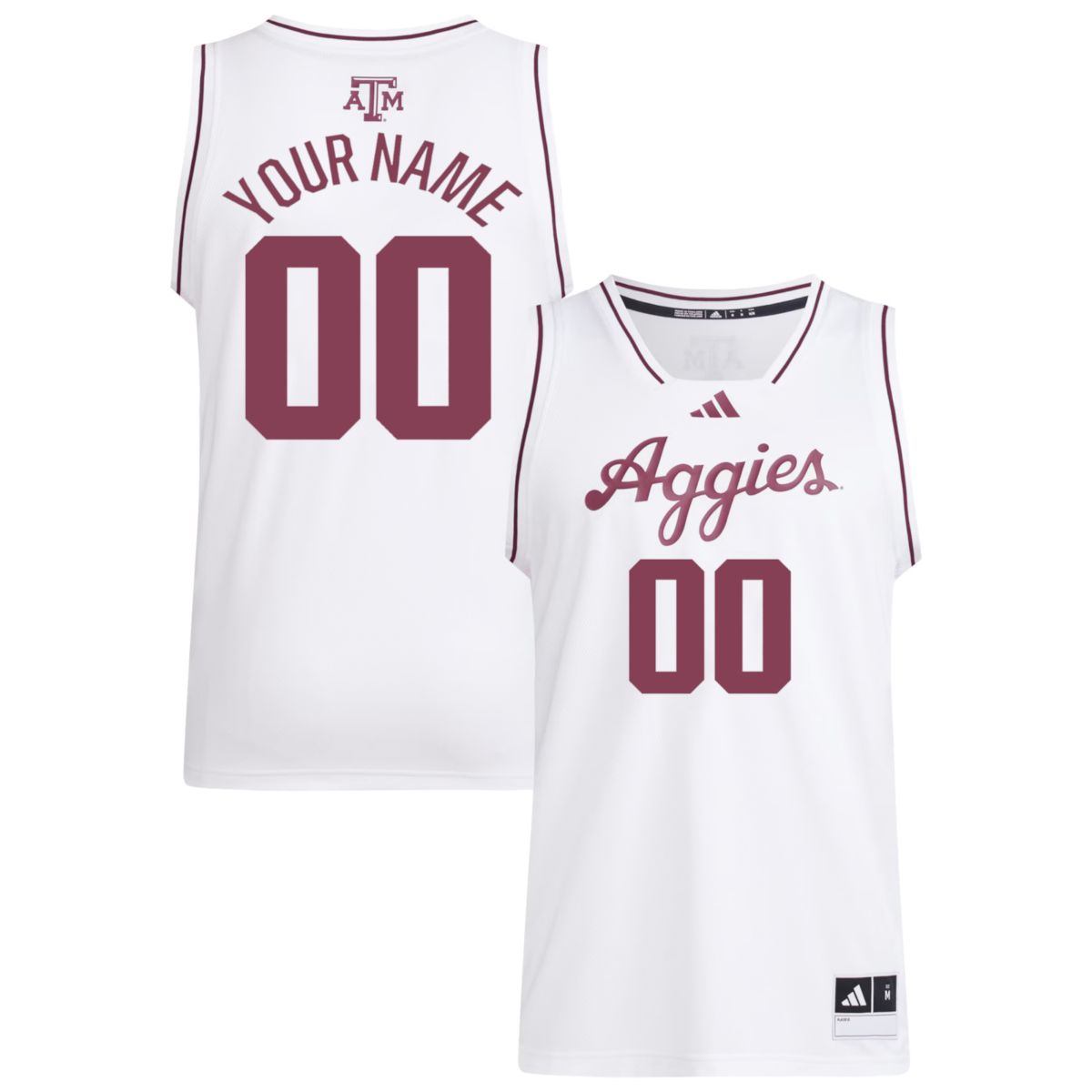 Custom Texas A&M Aggies Basketball 2024/25 White Home Jersey - All Stitched