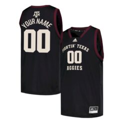 Custom Texas A&M Aggies Basketball 2022/23 Black Away Jersey - All Stitched