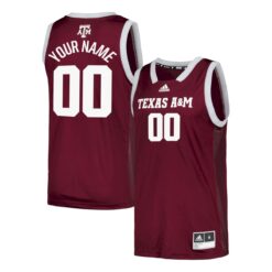 Custom Texas A&M Aggies Basketball 2021/22 Maroon Away Jersey - All Stitched