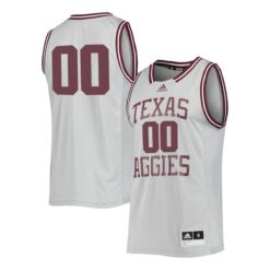 Custom Texas A&M Aggies Basketball 2021/22 White Throwback Jersey - All Stitched
