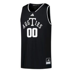 Alternative view of Custom Texas A&M Aggies Basketball Black Alternate Jersey - All Stitched