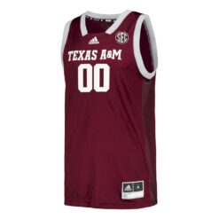 Alternative view of Custom Texas A&M Aggies Basketball 2021/22 Maroon Away Jersey w/ SEC Patch - All Stitched