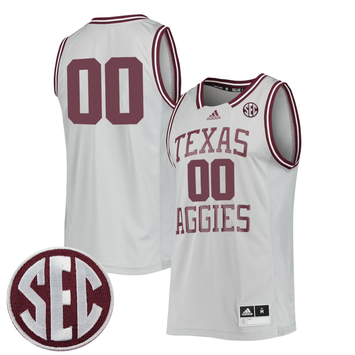 Custom Texas A&M Aggies Basketball 2021/22 White Throwback Jersey w/ SEC Patch - All Stitched