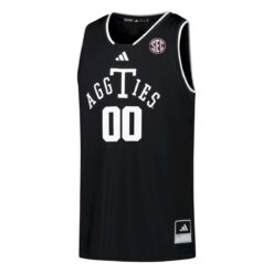 Alternative view of Custom Texas A&M Aggies Basketball Black Alternate Jersey w/ SEC Patch - All Stitched