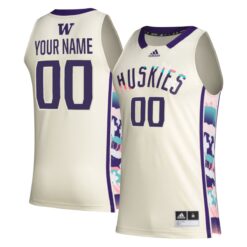 Custom Washington Huskies Basketball Khaki Honoring Black Excellence Jersey - All Stitched