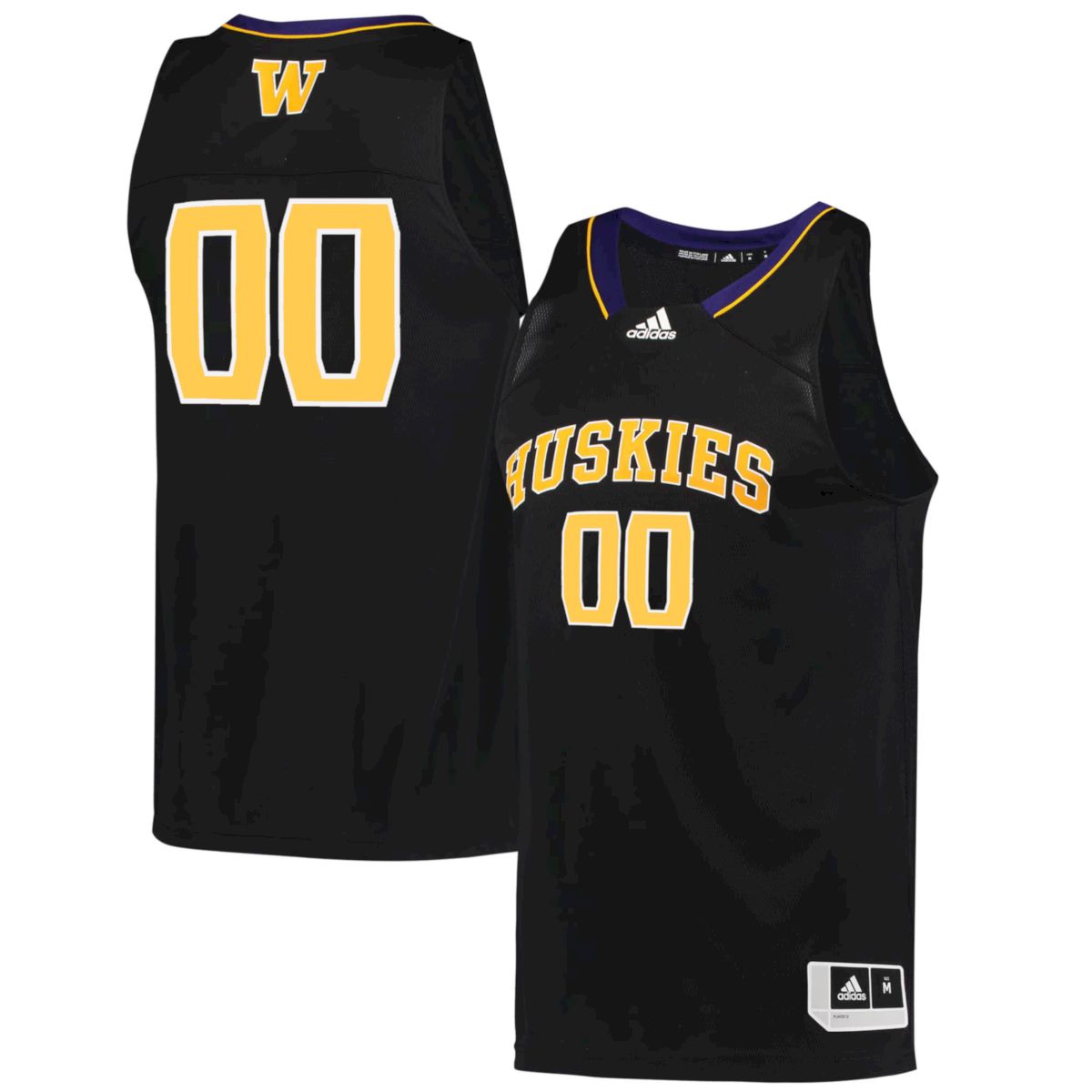 Custom Washington Huskies Basketball 2021/22 Black Throwback Jersey - All Stitched