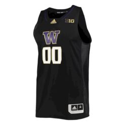 Alternative view of Custom Washington Huskies Basketball 2021/22 Black Alternate Jersey w/ B1G Patch - All Stitched