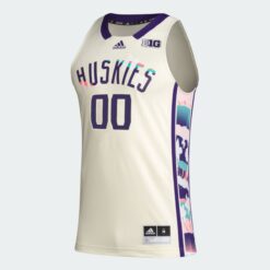 Alternative view of Custom Washington Huskies Basketball Khaki Honoring Black Excellence Jersey w/ B1G Patch - All Stitched
