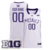 Custom Washington Huskies Basketball 2021/22 White Special Jersey w/ B1G Patch - All Stitched