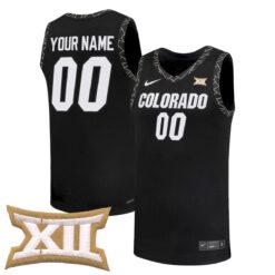 Custom Colorado Buffaloes Basketball 2025/26 Black Away Jersey w/ XII Patch - All Stitched