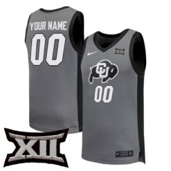Custom Colorado Buffaloes Basketball 2025/26 Grey Alternate Jersey w/ XII Patch - All Stitched
