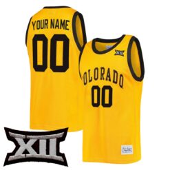 Custom Colorado Buffaloes Basketball Gold Commemorative Classic Jersey w/ XII Patch - All Stitched