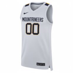 Alternative view of Custom West Virginia Mountaineers Basketball White Home Jersey - All Stitched
