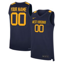 Custom West Virginia Mountaineers Basketball Navy Away Jersey - All Stitched